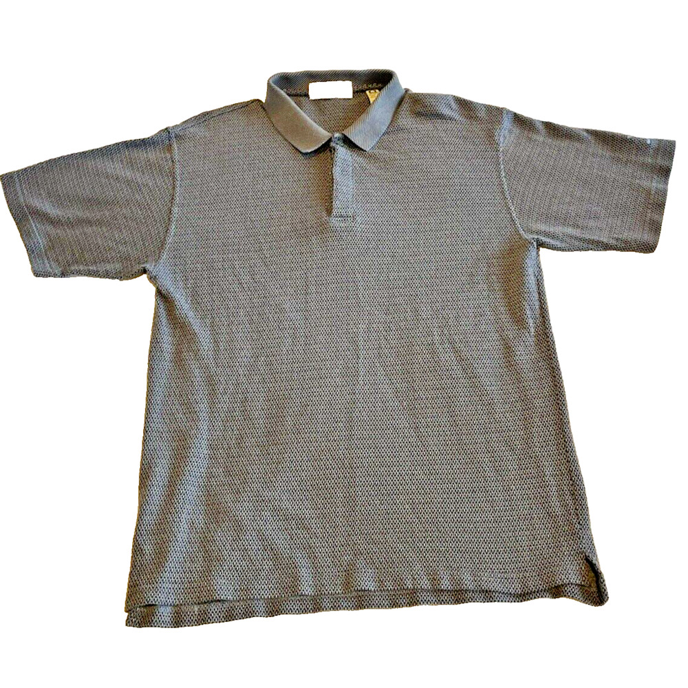 Vintage John Ashford Golf Polo Mens SZ L Cotton 90s 2 Button Textured  13711